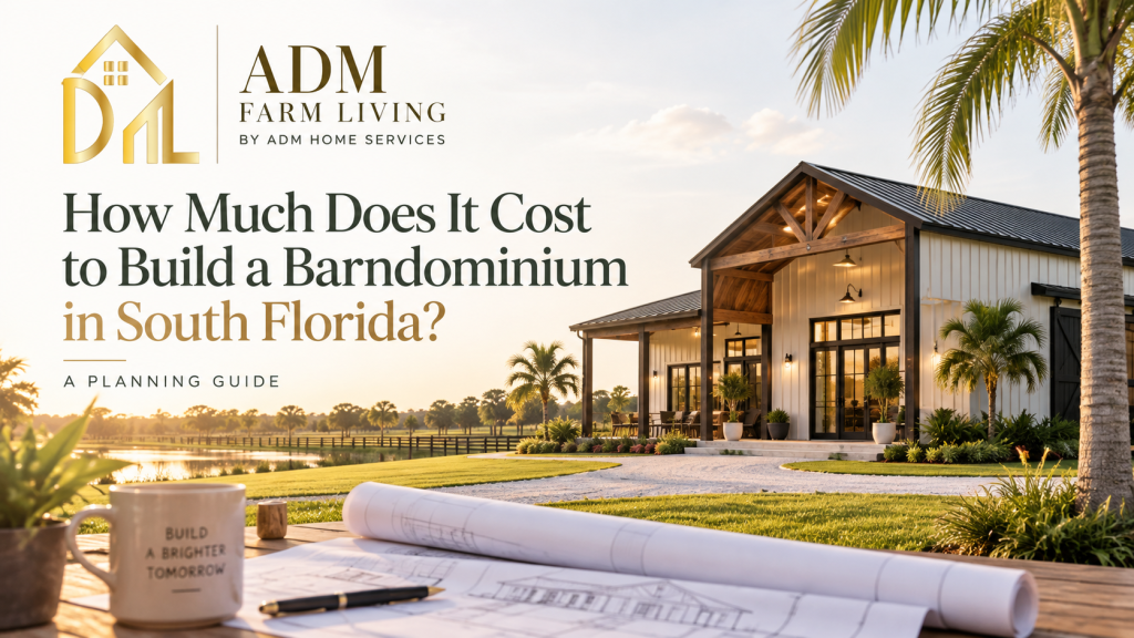 **Meta description:** Planning a barndominium in South Florida? Learn what affects construction costs, including land, site work, permits, hurricane requirements, utilities and finishes.